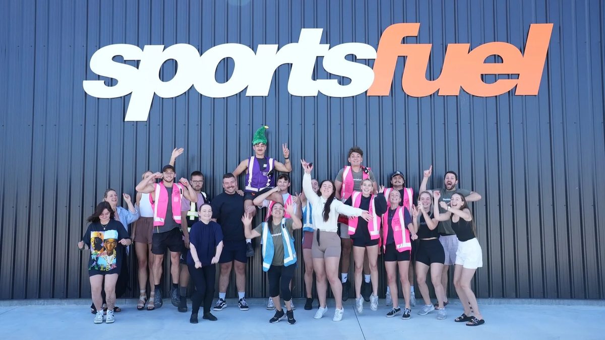 The Sportsfuel team outside the warehouse